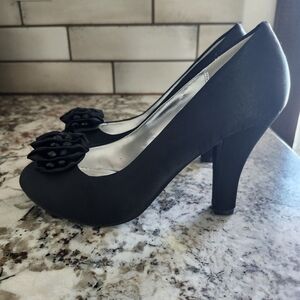 Black Satin Heels